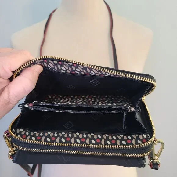 Vera Bradley On The Square Wristlet 2.0 Rosewood Black Floral 3-in-1 Crossbody - Picture 9 of 11